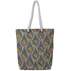 Tribal Background Boho Batik Full Print Rope Handle Tote (small)