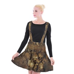 Skull Texture Vintage Suspender Skater Skirt