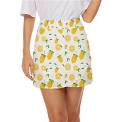 Illustrations Lemon Citrus Fruit Yellow Mini Front Wrap Skirt by anzea