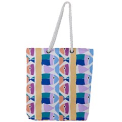 Illustrations Of Fish Texture Modulate Sea Pattern Full Print Rope Handle Tote (large) by anzea