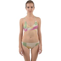 Line Pattern Dot Wrap Around Bikini Set