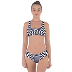 Optical-illusion-chessboard-tunnel Criss Cross Bikini Set