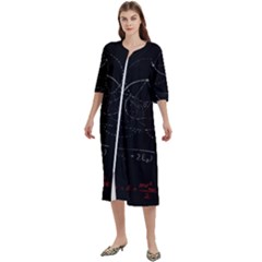 Math Board Circuit Circuits Computer Shield Tech Technology Women s Cotton 3/4 Sleeve Nightgown