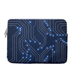 Seamless Pattern Of Glowing Circuit Board Neon Technology 13  Vertical Laptop Sleeve Case With Pocket