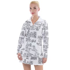 Blackboard Algorithms Black And White Pattern Women s Long Sleeve Casual Dress