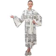 Blackboard Algorithms Black And White Pattern Maxi Velvet Kimono by dflcprintsclothing