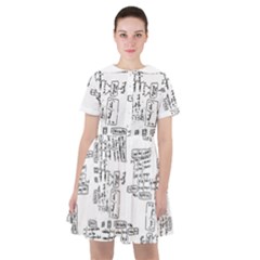 Blackboard Algorithms Black And White Pattern Sailor Dress