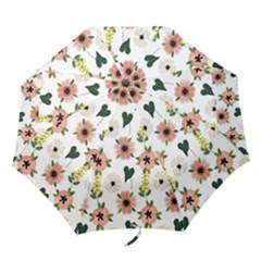 Flower White Pattern Floral Folding Umbrellas