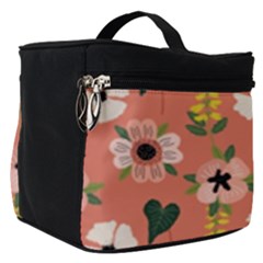 Flower Pink Brown Pattern Floral Make Up Travel Bag (small)