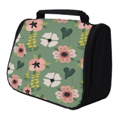 Flower Green Pink Pattern Floral Full Print Travel Pouch (small)