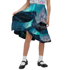 Aurora Borealis Mountain Reflection Kids  Ruffle Flared Wrap Midi Skirt by Grandong