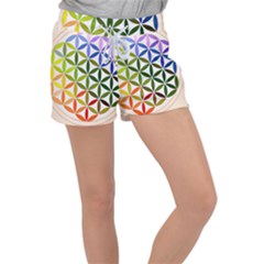 Mandala Rainbow Colorful Women s Velour Lounge Shorts