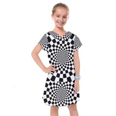 Geomtric Pattern Illusion Shapes Kids  Drop Waist Dress by Grandong