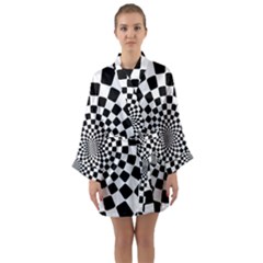 Geomtric Pattern Illusion Shapes Long Sleeve Satin Kimono by Grandong