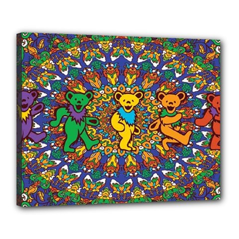 Dead Dancing Bears Grateful Dead Pattern Canvas 20  X 16  (stretched) by Grandong