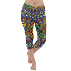 Dead Dancing Bears Grateful Dead Pattern Lightweight Velour Capri Yoga Leggings by Grandong