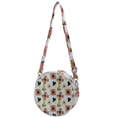 Flower White Pattern Floral Crossbody Circle Bag