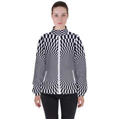 Circles Checkered Abstract Abstraction Art Women s High Neck Windbreaker by Loisa77