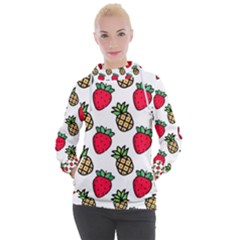 Strawberries Pineapples Fruits Women s Hooded Pullover
