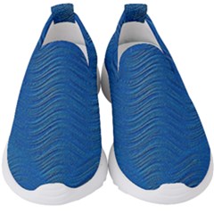 Blue Wave Abstract Texture Seamless Kids  Slip On Sneakers by Loisa77