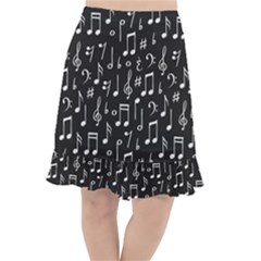 Chalk Music Notes Signs Seamless Pattern Fishtail Chiffon Skirt