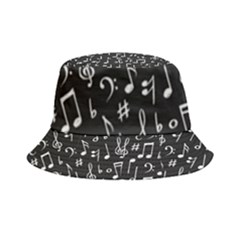Chalk Music Notes Signs Seamless Pattern Inside Out Bucket Hat by Ravend