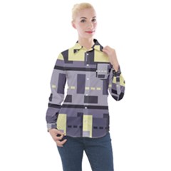 Pattern Design Abstract Lilac Women s Long Sleeve Pocket Shirt