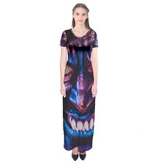 Shadow Madness (ai) Short Sleeve Maxi Dress by dflcprintsclothing