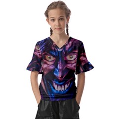 Shadow Madness (ai) Kids  V-neck Horn Sleeve Blouse