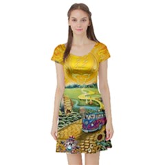 Grateful Dead Golden Road Short Sleeve Skater Dress