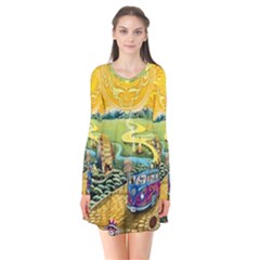 Grateful Dead Golden Road Long Sleeve V-neck Flare Dress