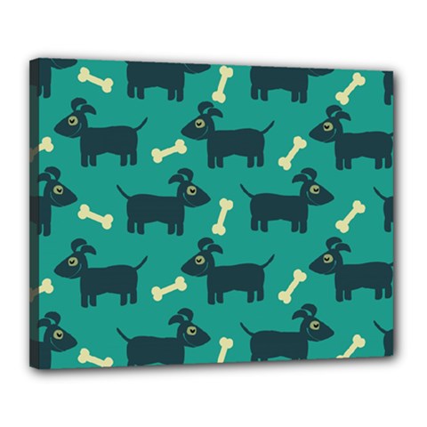 Happy Dogs Animals Pattern Canvas 20  X 16  (stretched)