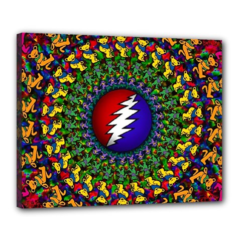 Grateful Dead Bear Pattern Canvas 20  X 16  (stretched) by Maspions