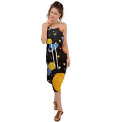 Space Galaxy Art Cute Art Waist Tie Cover Up Chiffon Dress by Perong