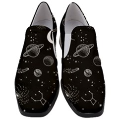 Black Space Drawing Art Planet Drawing Stars Black Space Galaxy Outer Space Women Slip On Heel Loafers by Perong