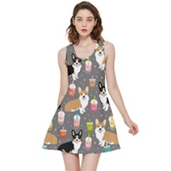 Corgi Boba Tea Bubble Tea Kawaii Food Welsh Corgis Dog Inside Out Reversible Sleeveless Dress by Perong