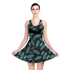 Leaves Pattern Abstract Blade Reversible Skater Dress