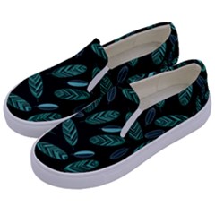 Leaves Pattern Abstract Blade Kids  Canvas Slip Ons