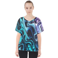 Nature Water Wave Architecture V-neck Dolman Drape Top by Salmanaz77