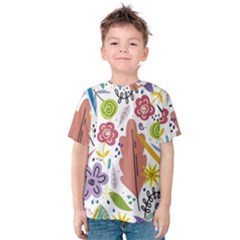 Summer Flowers Spring Background Kids  Cotton T-shirt