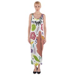 Summer Flowers Spring Background Fitted Maxi Dress