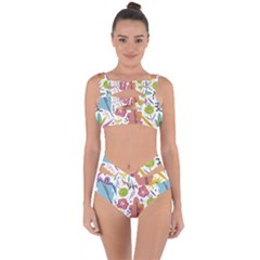 Summer Flowers Spring Background Bandaged Up Bikini Set 