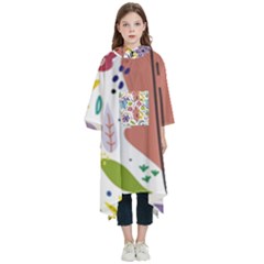 Summer Flowers Spring Background Kids  Hooded Rain Ponchos