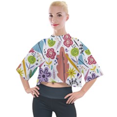 Summer Flowers Spring Background Mock Neck T-shirt