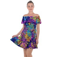 Illustration Graphics Art Off Shoulder Velour Dress