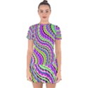 Neon Trippy Swirls Twirls Design Drop Hem Mini Chiffon Dress View1