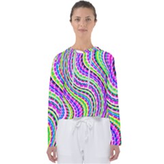 Neon Trippy Swirls Twirls Design Women s Slouchy Sweat