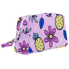 Flowers Petals Pineapples Fruit Wristlet Pouch Bag (large)