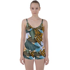 Monstera Palm Leaves Plants Tie Front Two Piece Tankini