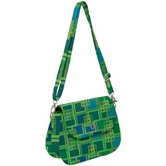 Green Abstract Geometric Saddle Handbag